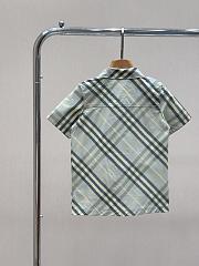 Burberry Kids Check Cotton Polo Shirt In Green  - 3