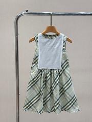 Burberry Kids Check Cotton Dress in Green - 2