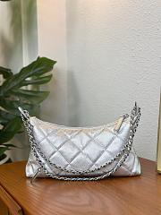 Chanel Hobo Handbag Metallic Calfskin Silver Tone Metal Silver - 17x26x8.5cm - 2