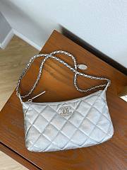 Chanel Hobo Handbag Metallic Calfskin Silver Tone Metal Silver - 17x26x8.5cm - 3