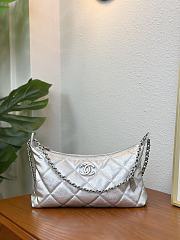 Chanel Hobo Handbag Metallic Calfskin Silver Tone Metal Silver - 17x26x8.5cm - 4