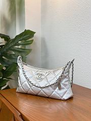 Chanel Hobo Handbag Metallic Calfskin Silver Tone Metal Silver - 17x26x8.5cm - 5