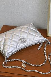 Chanel Hobo Handbag Metallic Calfskin Silver Tone Metal Silver - 17x26x8.5cm - 6
