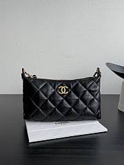 Chanel Hobo Handbag Calfskin Gold Tone Metal Black - 17x26x8.5cm - 1