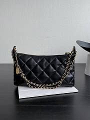 Chanel Hobo Handbag Calfskin Gold Tone Metal Black - 17x26x8.5cm - 4
