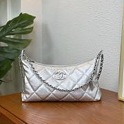 Chanel Hobo Handbag Metallic Calfskin Silver Tone Metal Silver - 17x26x8.5cm - 1