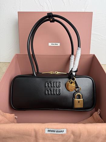 Miumiu Small Beau Leather Bag 5BB173 Black - 28x11.5x8cm