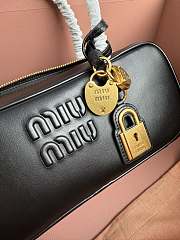 Miumiu Small Beau Leather Bag 5BB173 Black - 28x11.5x8cm - 6