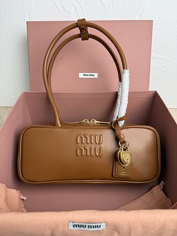 Miumiu Small Beau Leather Bag 5BB173 Cognac - 28x11.5x8cm