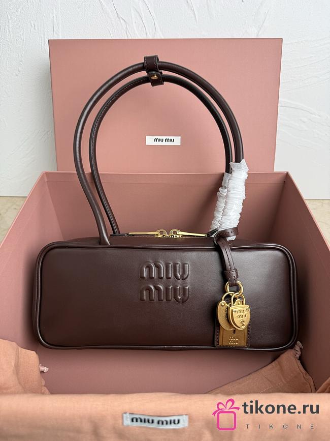 Miumiu Small Beau Leather Bag 5BB173 Brown - 28x11.5x8cm - 1