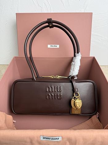 Miumiu Small Beau Leather Bag 5BB173 Brown - 28x11.5x8cm