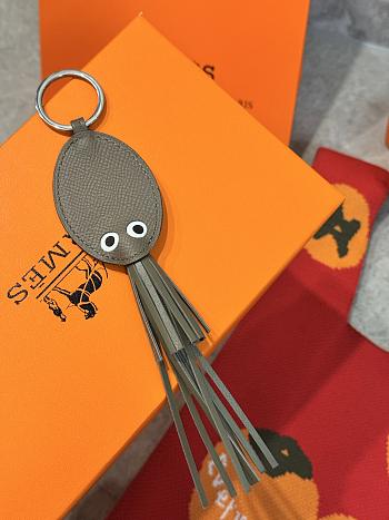 Hermes Poulpe Key Ring Elephant Gray