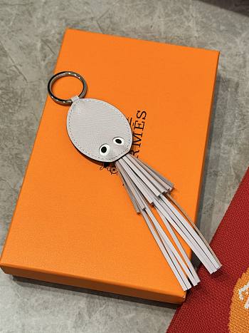 Hermes Poulpe Key Ring Light White