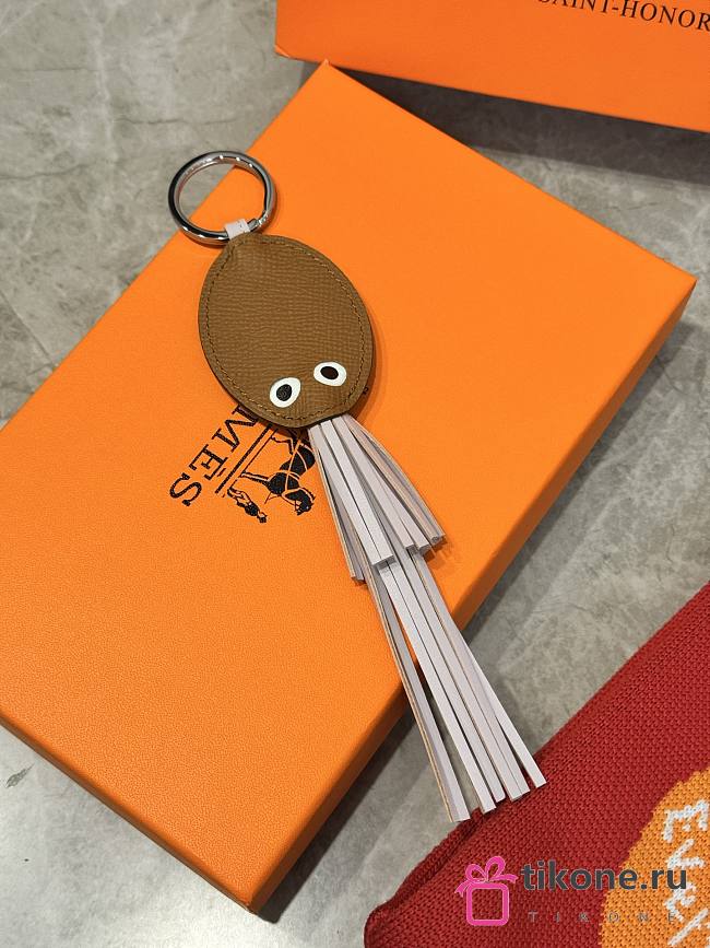 Hermes Poulpe Key Ring Cognac/White - 1