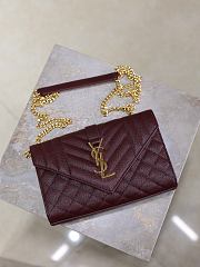 YSL Envelope Small In Quilted Grain De Poudre Embossed Leather Red - 21x13x6cm - 5