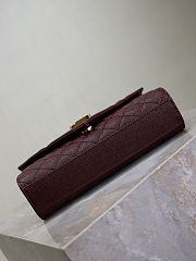 YSL Envelope Small In Quilted Grain De Poudre Embossed Leather Red - 21x13x6cm - 3