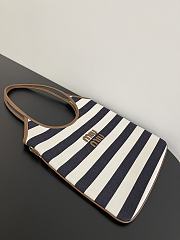 Miumiu Ivy Canvas And Leather Bag 5BG231 Blue/Beige - 40x35cm - 2