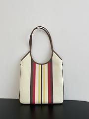 Miumiu Ivy Canvas And Leather Bag 5BG231 Beige/Dark Brown - 40x35cm - 6