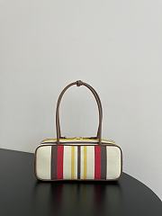 Miumiu Beau Canvas And Leather Bag 5BB173 Beige/Dark Brown -28x11.5x8cm - 3
