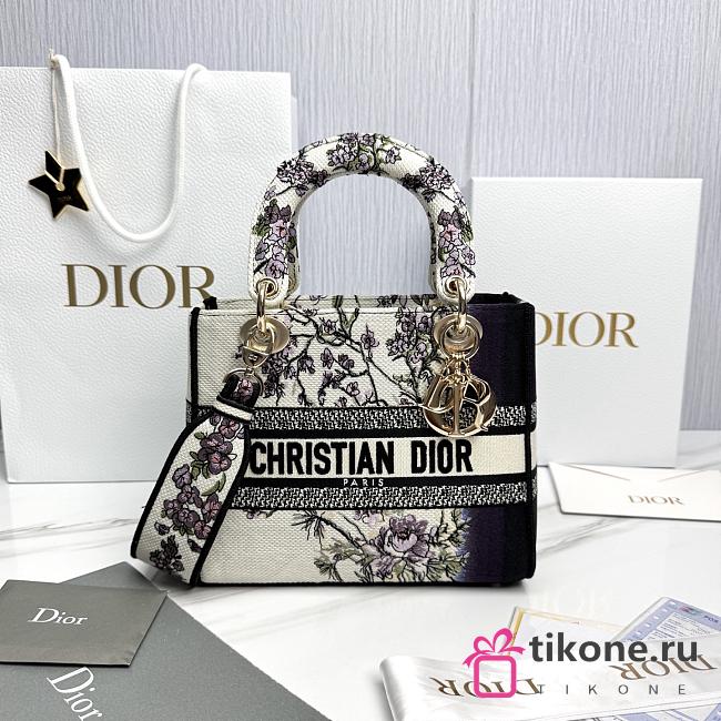 Medium Lady D-Lite Bag Multicolor Dior Pivoine Embroidery - 24x20x11cm - 1