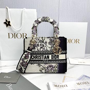 Medium Lady D-Lite Bag Multicolor Dior Pivoine Embroidery - 24x20x11cm