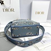 Dioriviera Medium Lady D-Lite Bag Celestial Blue and White Toile de Jouy Palms Embroidery - 24x20x11cm - 3