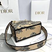 Dioriviera Medium Lady D-Lite Bag Beige and White Toile de Jouy Palms Embroidery - 24x20x11cm - 4