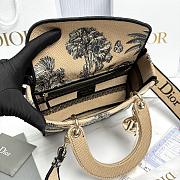 Dioriviera Medium Lady D-Lite Bag Beige and White Toile de Jouy Palms Embroidery - 24x20x11cm - 2