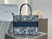 Dior Medium Book Tote White Embroidery with Denim Blue Dior Chardons Motif - 36.5x28x16.5cm - 5