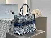 Dior Medium Book Tote White Embroidery with Denim Blue Dior Chardons Motif - 36.5x28x16.5cm - 4