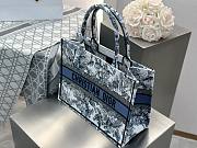 Dior Medium Book Tote White Embroidery with Denim Blue Dior Chardons Motif - 36.5x28x16.5cm - 3
