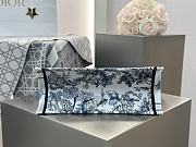 Dior Medium Book Tote White Embroidery with Denim Blue Dior Chardons Motif - 36.5x28x16.5cm - 2