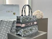Medium Dior Book Tote White Pink Multicolor D-Floral Embroidery - 36.5x28x16.5cm - 4