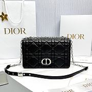 Medium Soft Dior Caro Bag Black Silver Macrocannage Lambskin - 25x16x9cm - 2
