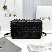 Medium Soft Dior Caro Bag Black Silver Macrocannage Lambskin - 25x16x9cm - 5