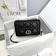Medium Soft Dior Caro Bag Black Silver Macrocannage Lambskin - 25x16x9cm - 1