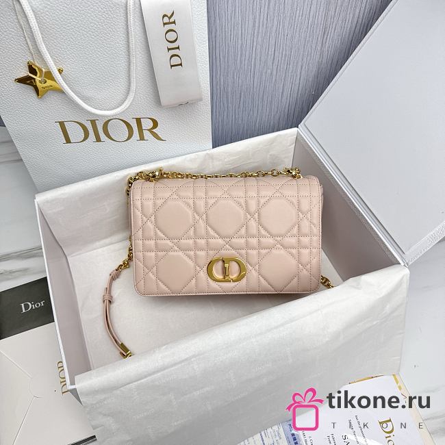 Medium Soft Dior Caro Bag Pink Macrocannage Lambskin - 25x16x9cm - 1