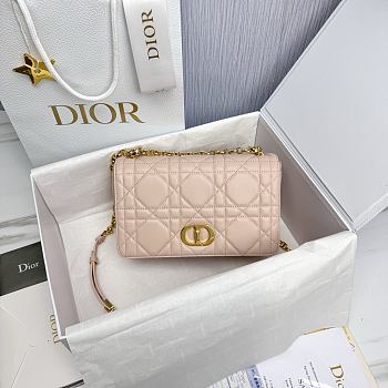 Medium Soft Dior Caro Bag Pink Macrocannage Lambskin - 25x16x9cm