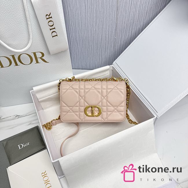 Small Soft Dior Caro Bag Pink Macrocannage Lambskin - 20x13x7cm - 1