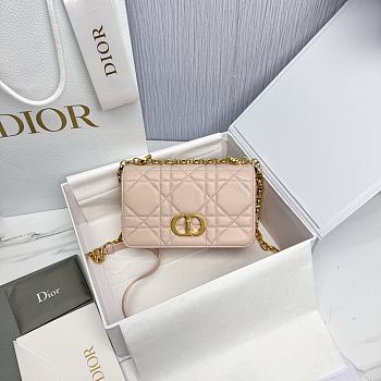 Small Soft Dior Caro Bag Pink Macrocannage Lambskin - 20x13x7cm