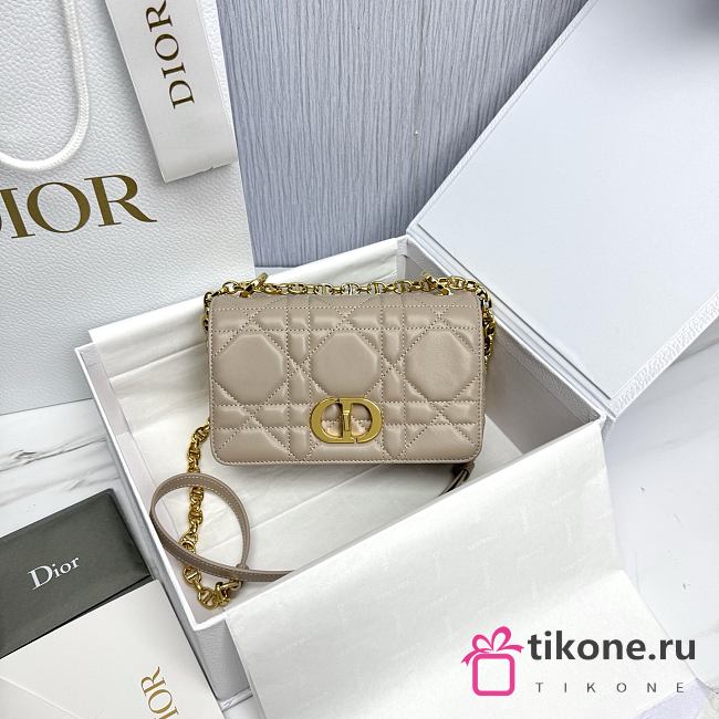Small Soft Dior Caro Bag Beige Macrocannage Lambskin - 20x13x7cm - 1