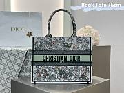 Medium Dior Book Tote White Green Multicolor D-Floral Embroidery - 36.5x28x16.5cm - 1