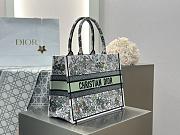 Medium Dior Book Tote White Green Multicolor D-Floral Embroidery - 36.5x28x16.5cm - 5