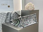 Medium Dior Book Tote White Green Multicolor D-Floral Embroidery - 36.5x28x16.5cm - 2