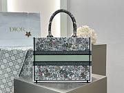 Medium Dior Book Tote White Green Multicolor D-Floral Embroidery - 36.5x28x16.5cm - 3