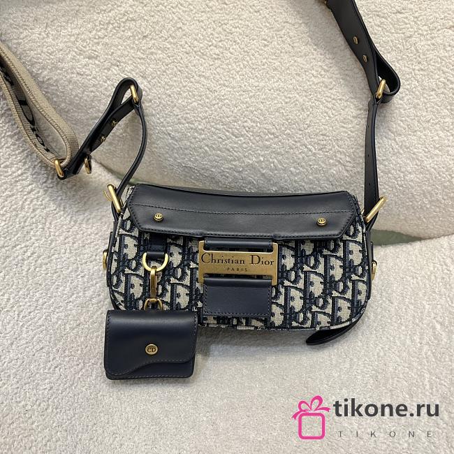 Small Streetchic Bag Blue Dior Oblique Jacquard and Smooth Calfskin - 24x12.5x5cm - 1