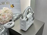 Mini Lady Dior Bag White Silver Cannage Lamskin - 17x15x7cm - 3