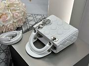 Mini Lady Dior Bag White Silver Cannage Lamskin - 17x15x7cm - 2