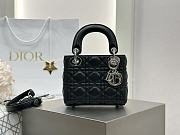 Mini Lady Dior Bag Black Silver Cannage Lamskin - 17x15x7cm - 1