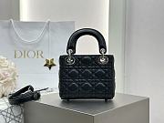 Mini Lady Dior Bag Black Silver Cannage Lamskin - 17x15x7cm - 6